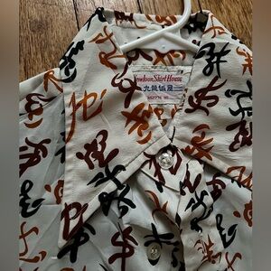 Vintage 70s Dagger Collar Long Sleeve Shirt - Asian Print